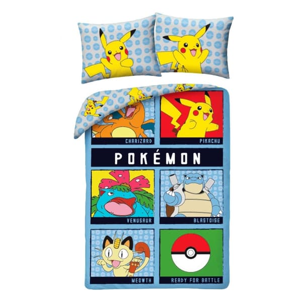 Pokémon sängset Ready for Battle 140×200 cm, 70×90 cm