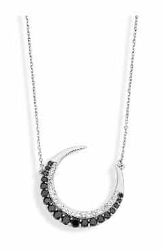Victoria Halsband med halvmåne i silverfärg och svartvita stenar