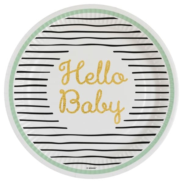 Baby Gold Hello Pappersfat 8 st 23 cm