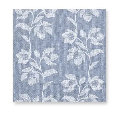 Servetter med blommor i turkos - 20-pack, 33x33 cm