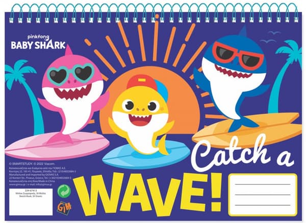 Baby Shark A4 spiralblock med 30 ark