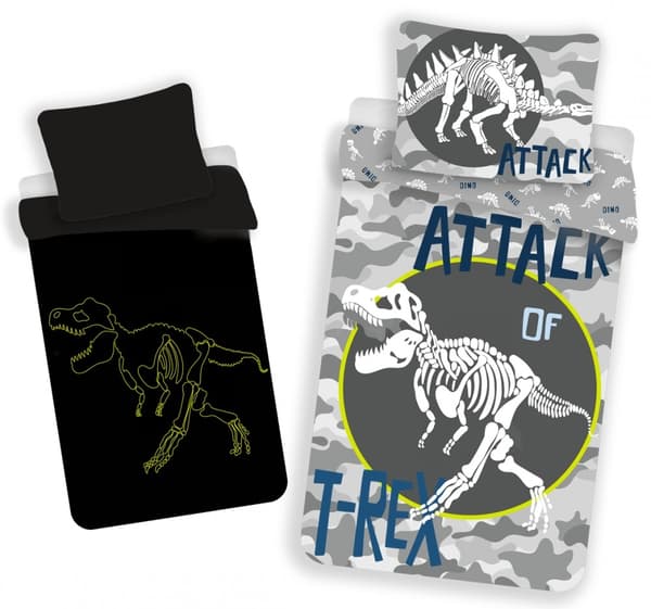 Dinosaurier glow-in-the-dark sängkläder set 140×200 cm, 70x90 cm