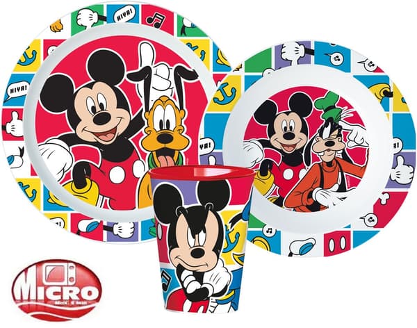 Mickey Mouse Better Together middagset från Disney, mikrosäker plast, inklusive 260 ml kopp