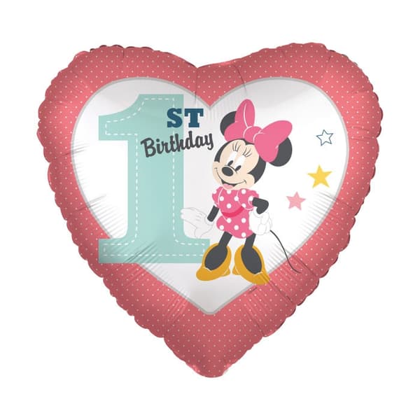 Disney Minnie Hjärta Första Födelsedags Folieballong 43 cm