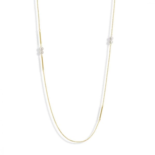 Vit pärlhalsband med guldton i Victoria-design