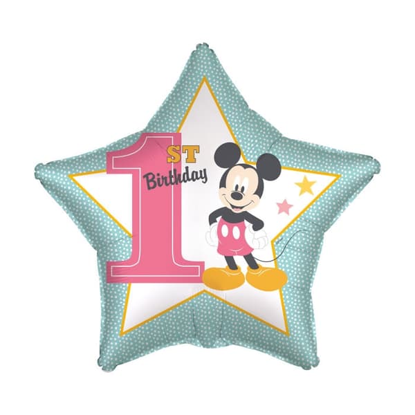 Disney Mickey Star Folieballong För Första Födelsetdagen 43 cm