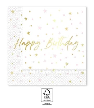 Happy Birthday ljus och servetter 20 st 33x33 cm FSC