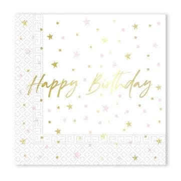 Happy Birthday ljus och servetter 20 st 33x33 cm FSC