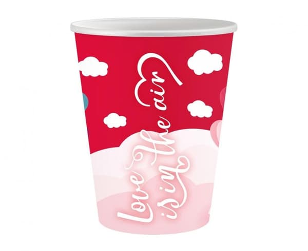 Love Love Is In The Air Röda pappersmuggar 6 st 250 ml