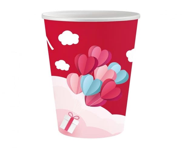 Love Love Is In The Air Röda pappersmuggar 6 st 250 ml