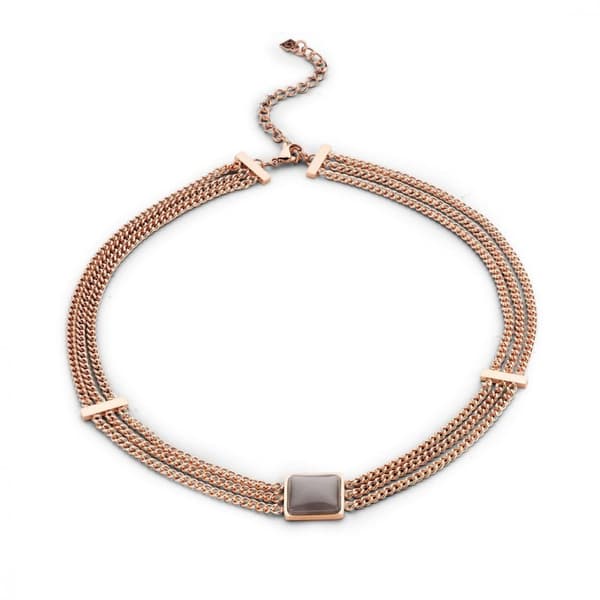 Victoria Rose halsband i roséguld med bruna stenar