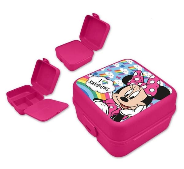 Disney Minnie Regnbågar flergångslunchlåda med flera fack, smörgåslåda