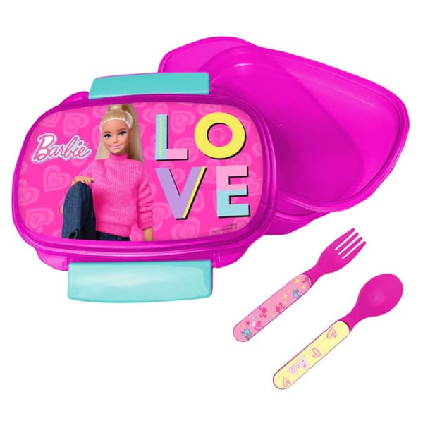 Barbie matlåda med kärlek + bestickset