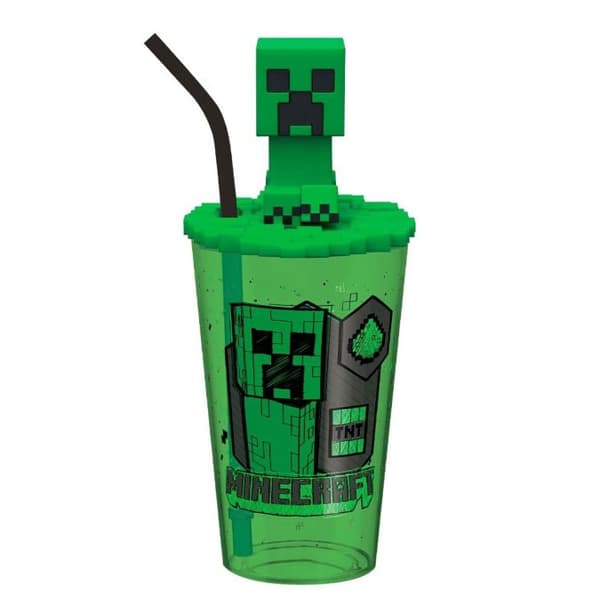 Minecraft Grön plast 3D sugrörsmugg 443 ml