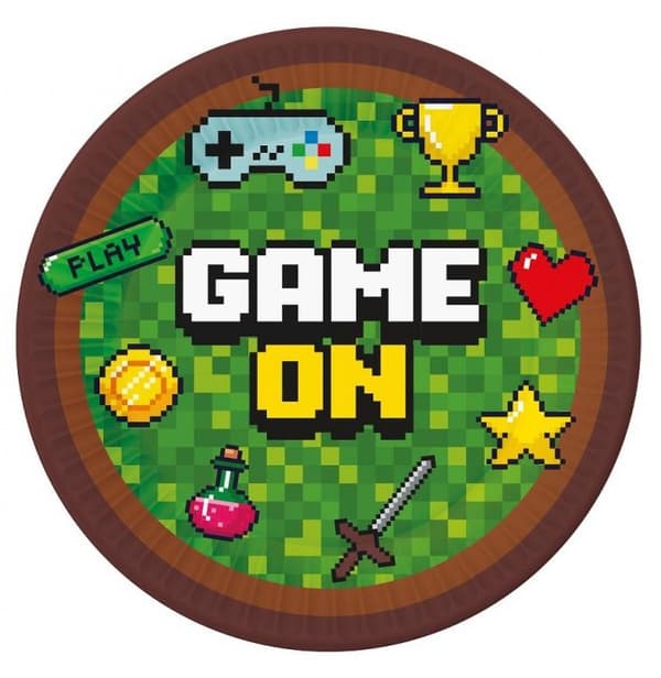 Gamer Game On Pappersfat 6 st 23 cm