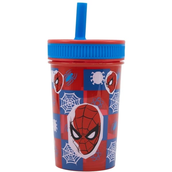 Spiderman silikonmugg med sugrör, 420 ml