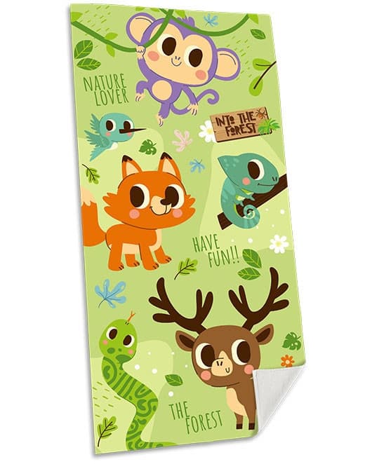 Badsandhandduk, strandhandduk Animals Into the Forest 70x140 cm