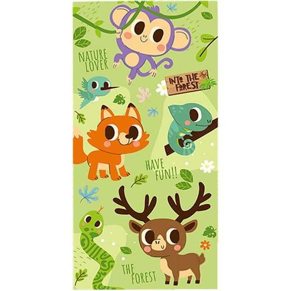 Badsandhandduk, strandhandduk Animals Into the Forest 70x140 cm