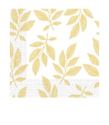 Servettpaket med 20 stycken i orange blommiga löv, 33x33 cm
