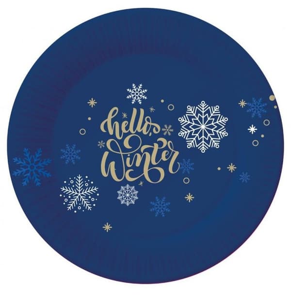 Pappersfat med julsnöflingor 6 st 18 cm