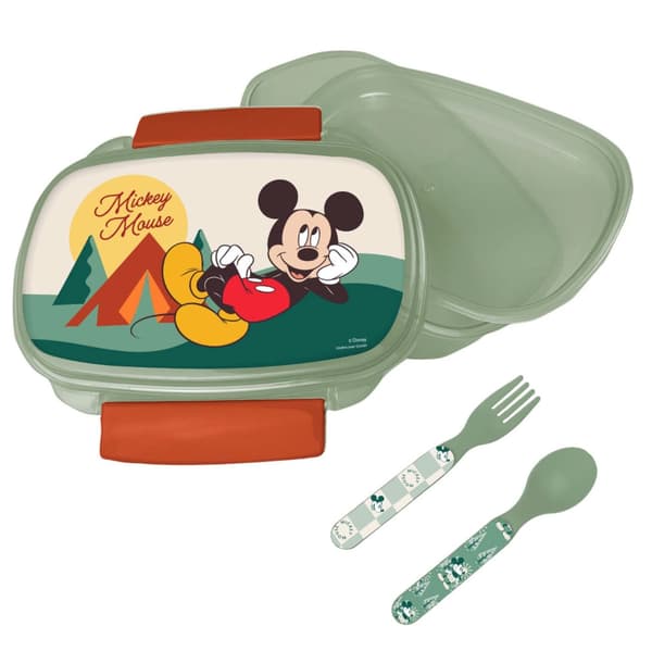 Sandwichlåda med Disney Mickey-tema och bestickset