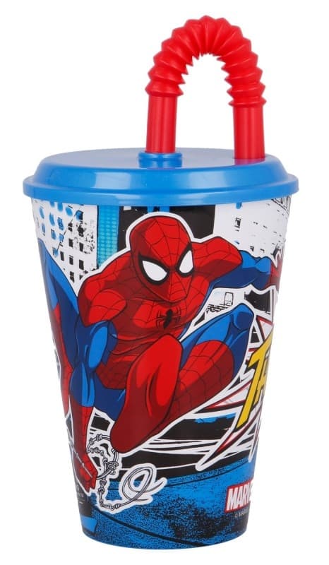 Spiderman Stålstråkopp 430 ml i plast