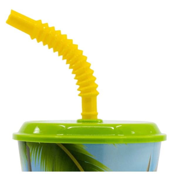 Plastmugg med sugrör, T-Rex dinosaurie, 430 ml