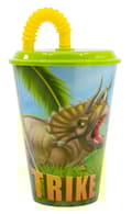 Miniatyrbillede 2 af 3: Plastmugg med sugrör, T-Rex dinosaurie, 430 ml