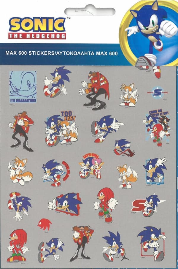 600-bitars klistermärkesset med Sonic the Hedgehog
