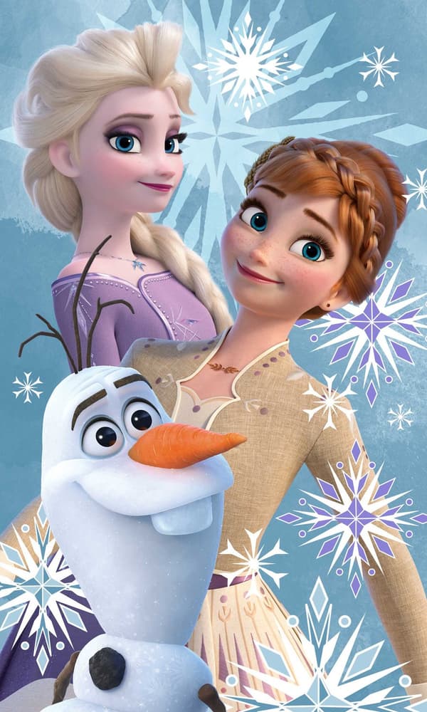 Handduk 30x50 cm med Disney Frozen - Olaf och systrarna, ansiktshandduk, hängande handduk
