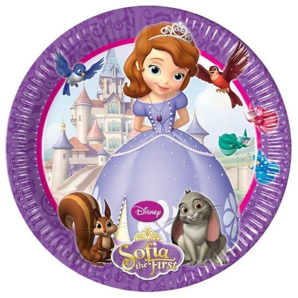 Pappfat med Disney Sofia och vänner, 8 stycken, 23 cm