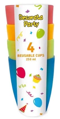Färgglad plastmugg set om 4 st 250 ml