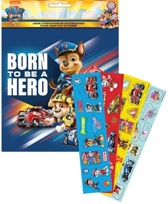 Paw Patrol-filmens klistermärkealbum med 50 klistermärken