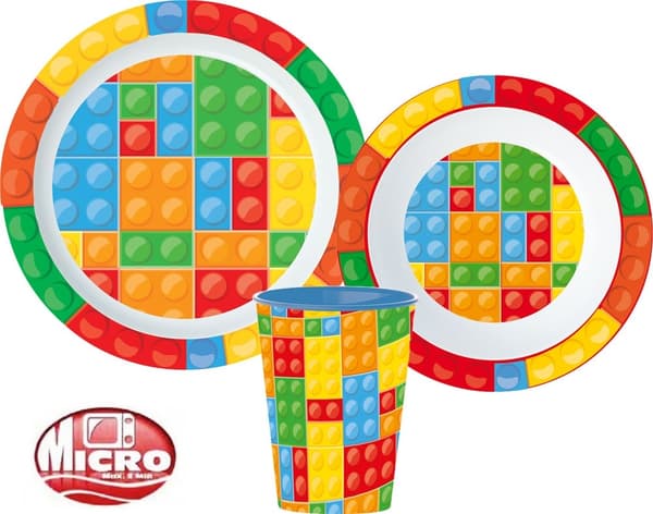 Mikroplastset med Lego-mönstrad matuppsättning
