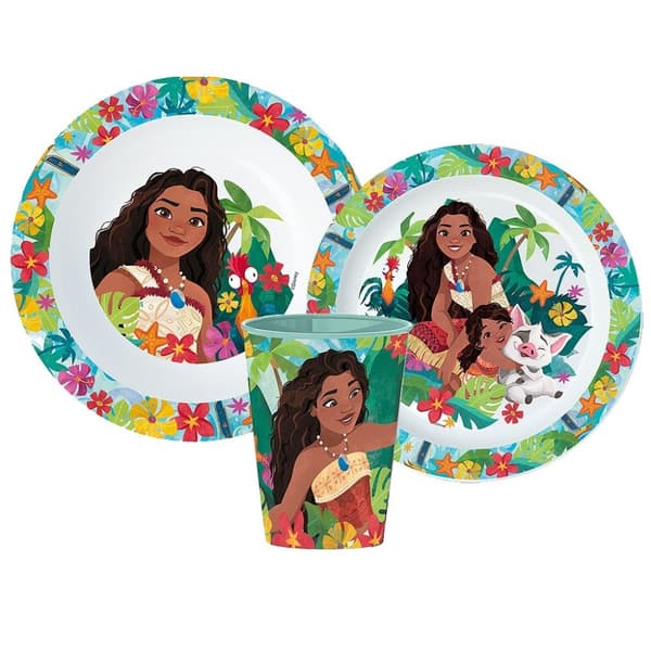 Disney Vaiana Lagoon middagsset, mikropolymer-set med glas 260 ml