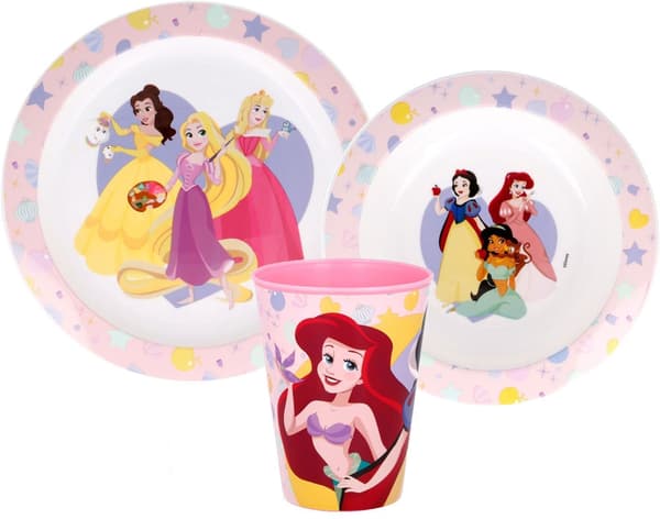 Mikrovågsvänligt plastset med Disney Princess True-tallrikar och 260 ml kopp