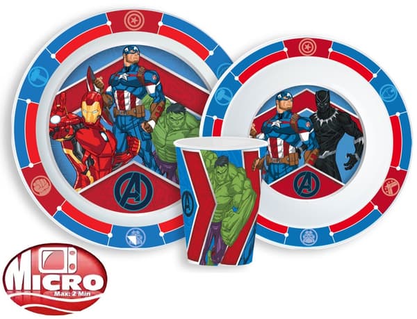 Avengers Army middagset, mikropolymerset, med glas 260 ml