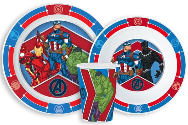 Avengers Army middagset, mikropolymerset, med glas 260 ml