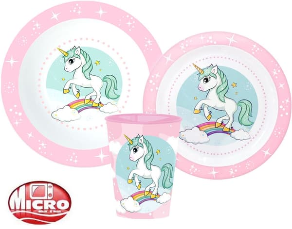 Middagset Unicorn Range, mikropärlset, inklusive mugg 260 ml