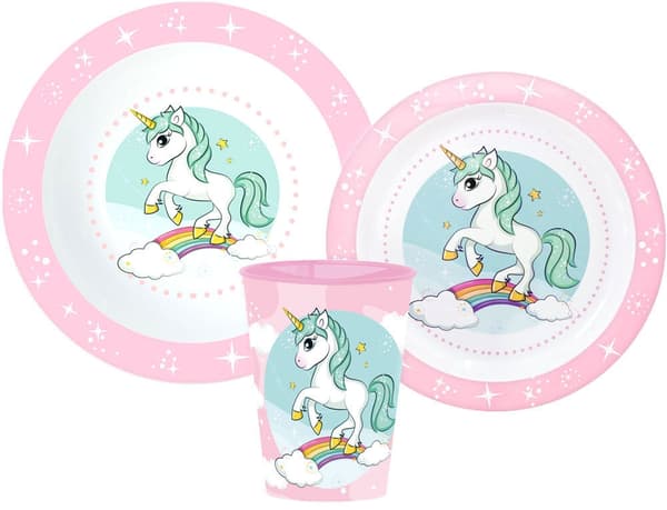 Middagset Unicorn Range, mikropärlset, inklusive mugg 260 ml