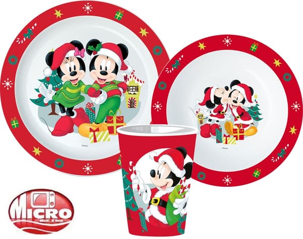 Minnie och Mickey julmiddagsset från Disney, mikropolymer-set med kopp 260 ml