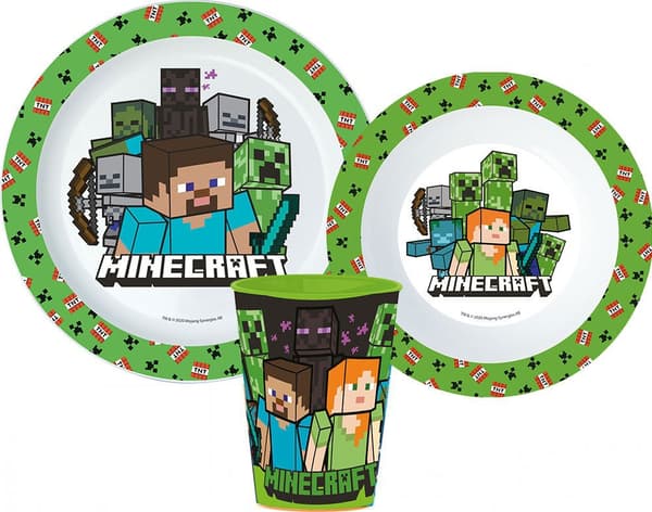 Minecraft middagsset, mikropolyset, mugg 260 ml