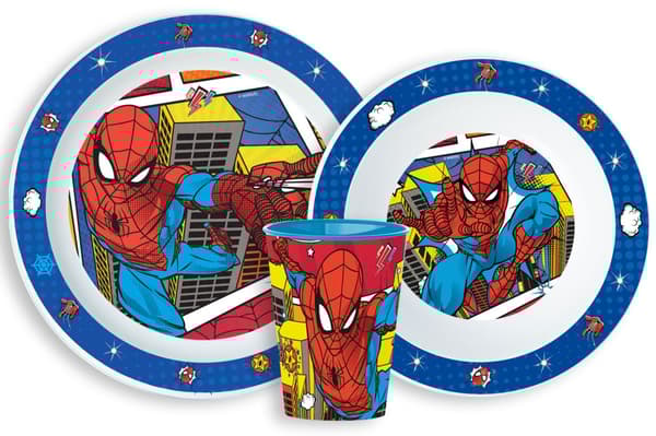 Spiderman middagsset, mikropartiklar, med glas 260 ml