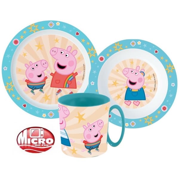 Peppa Pig middagset, mikropolymer-set med mugg 350 ml