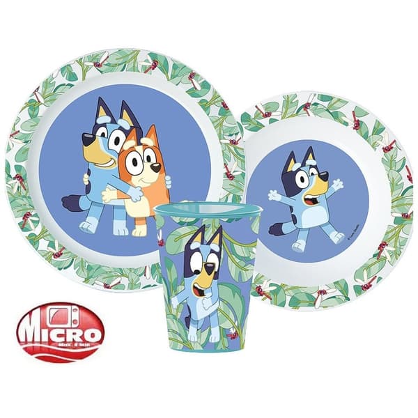 Bluey Middagset, mikrop Plast-set med glas 260 ml