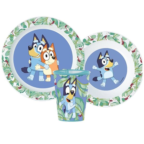 Bluey Middagset, mikrop Plast-set med glas 260 ml