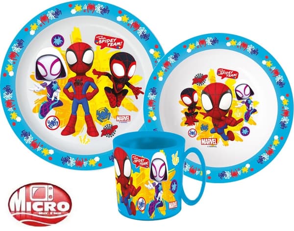 Spiderman middagset, mikrovågsäker plast med 350 ml mugg