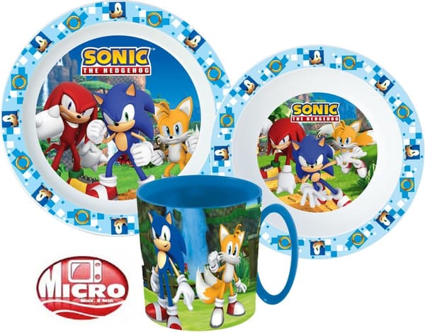 Sonic the Hedgehog middagset, mikropalstset med 350 ml mugg