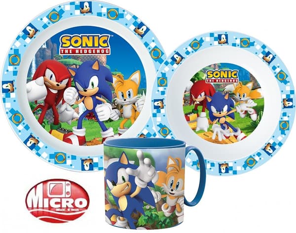Sonic the Hedgehog middagsset, mikroplyset med mugg 265 ml