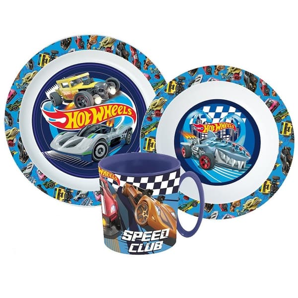Hot Wheels Blue Fire middagset, mikropartiklar med mugg 350 ml